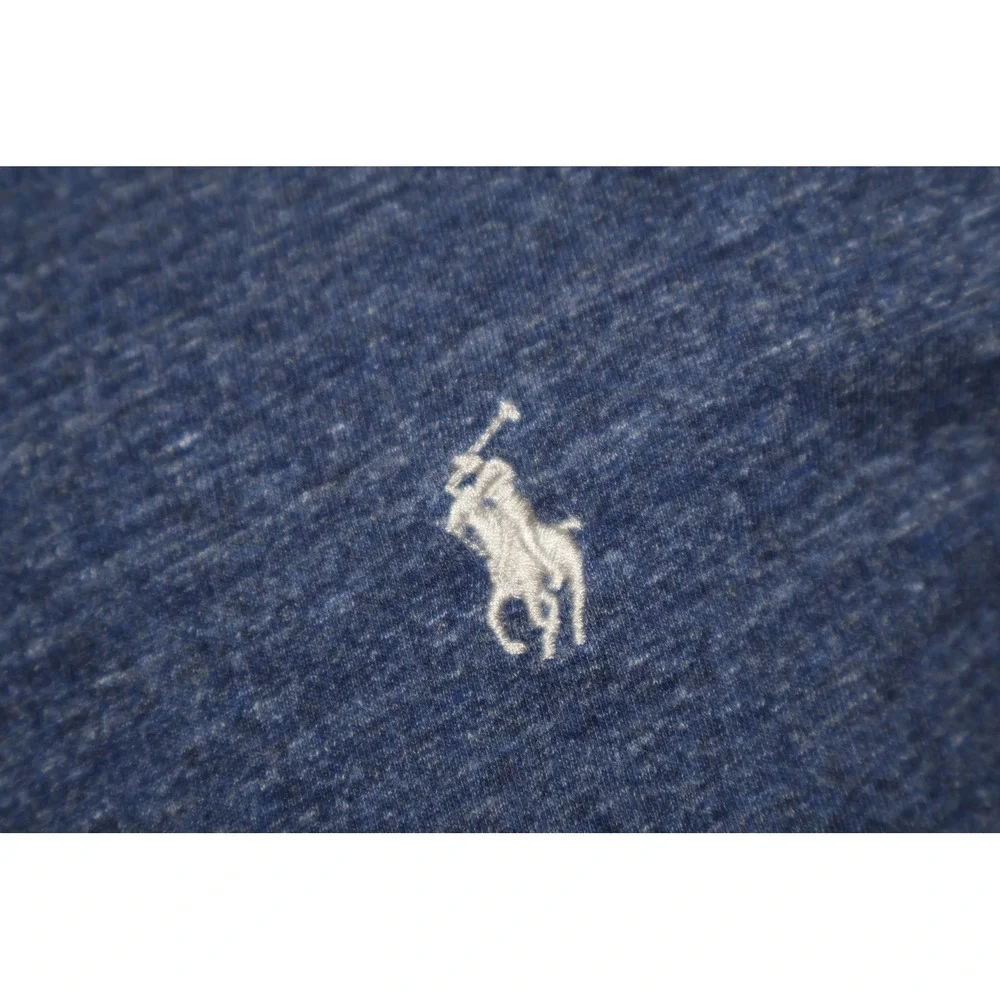 Polo Ralph Lauren T-Shirt Mens Large Short Length Blue Crew Cotton Heathered